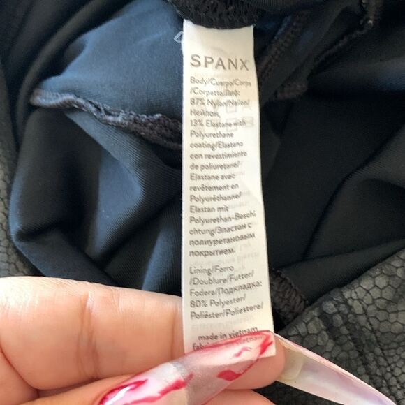 Spanx Foiled Snakeskin Leather Leggings - Picture 6 of 7
